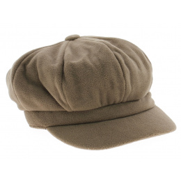 Beige fleece newsboy cap