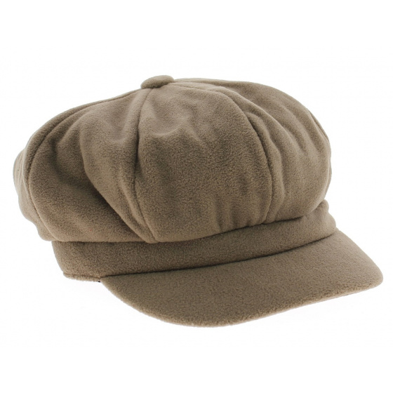 Beige fleece newsboy cap