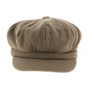 Beige fleece newsboy cap