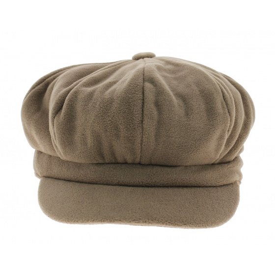 Beige fleece newsboy cap