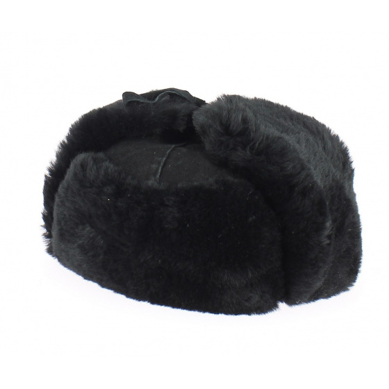 Leather & Sheepskin Ushanka Black - Traclet