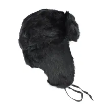 Chapka - Ushanka Fourrure Lapin Noir Reference : 1506 | Chapellerie Traclet