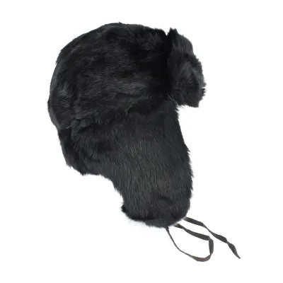 Chapka - Ushanka Black Rabbit Fur Reference: 1506 | Traclet Hat Shop