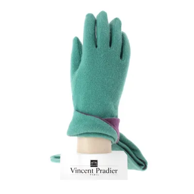 Gants pour femme bicolore prune et vert Reference : 4341 | Chapellerie Traclet