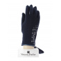 Navy Maya gloves with rhinestones