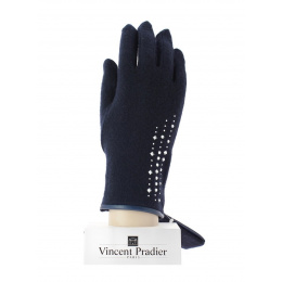 Navy Maya gloves with rhinestones