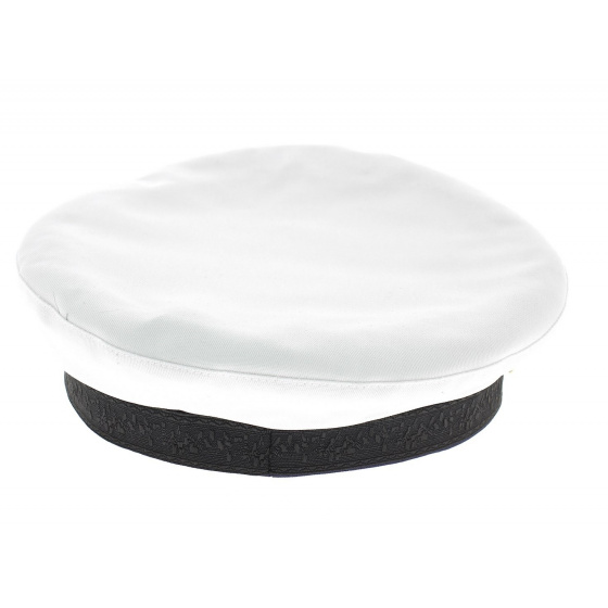 White Cotton Commodore Sailor Cap - Traclet White Cotton Commodore Sailor Cap - Traclet