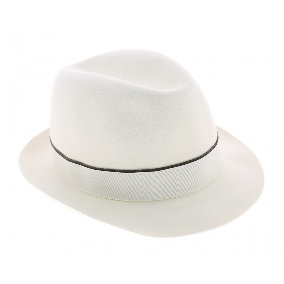 Chapeau Trilby feutre poil Borsalino blanc