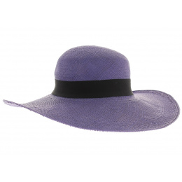 Blue Panama wide-brimmed hat