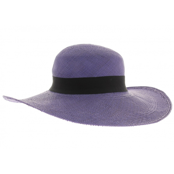 Blue Panama wide-brimmed hat