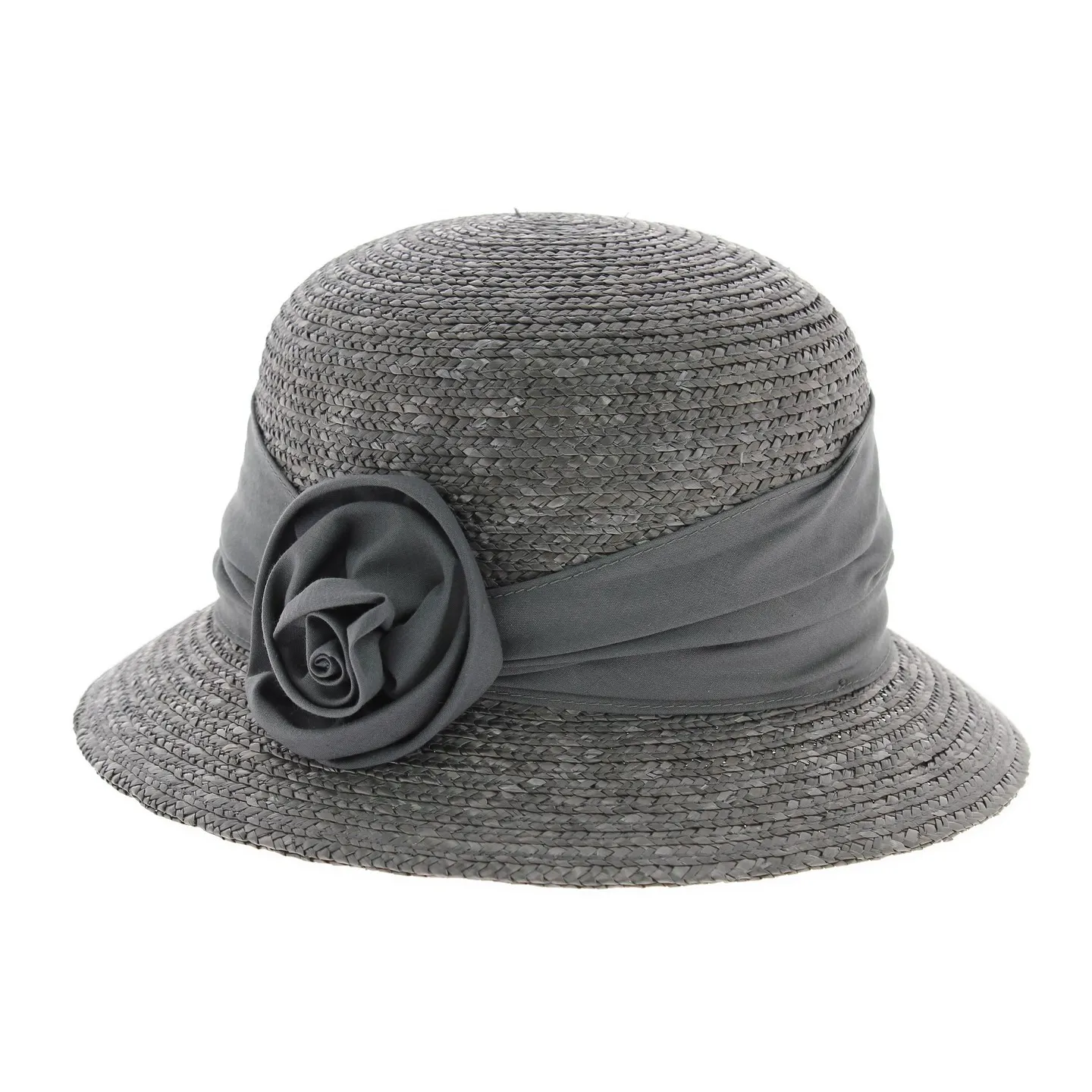 grey straw cloche hat - hat shop Reference: 4684 | Chapellerie Traclet