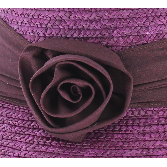 Chapeau cloche paille grenat