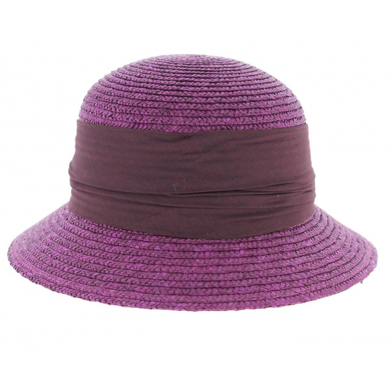 Chapeau cloche paille grenat