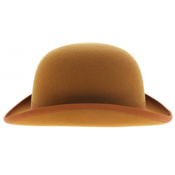 Chapeau Melon Orangé Feutre Laine - Traclet