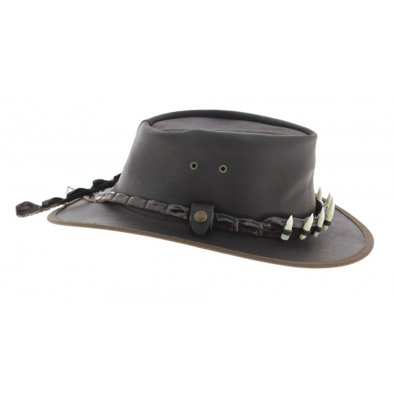 Chapeau Queensland Dent de Croco Marron - Jacaru Chapeau Queensland Dent de Croco Marron - Jacaru