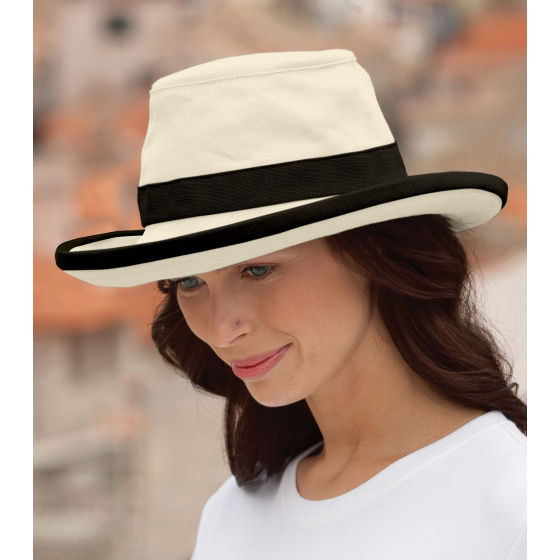 Chapeau femme TH8 bi couleurs naturel et noir Chapeau femme TH8 bi couleurs naturel et noir
