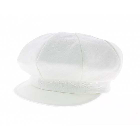 Anja White Linen Newsboy Cap - Mayser