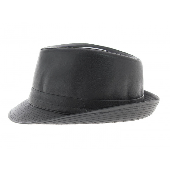 Chapeau trilby simili cuir noir - Hollywood