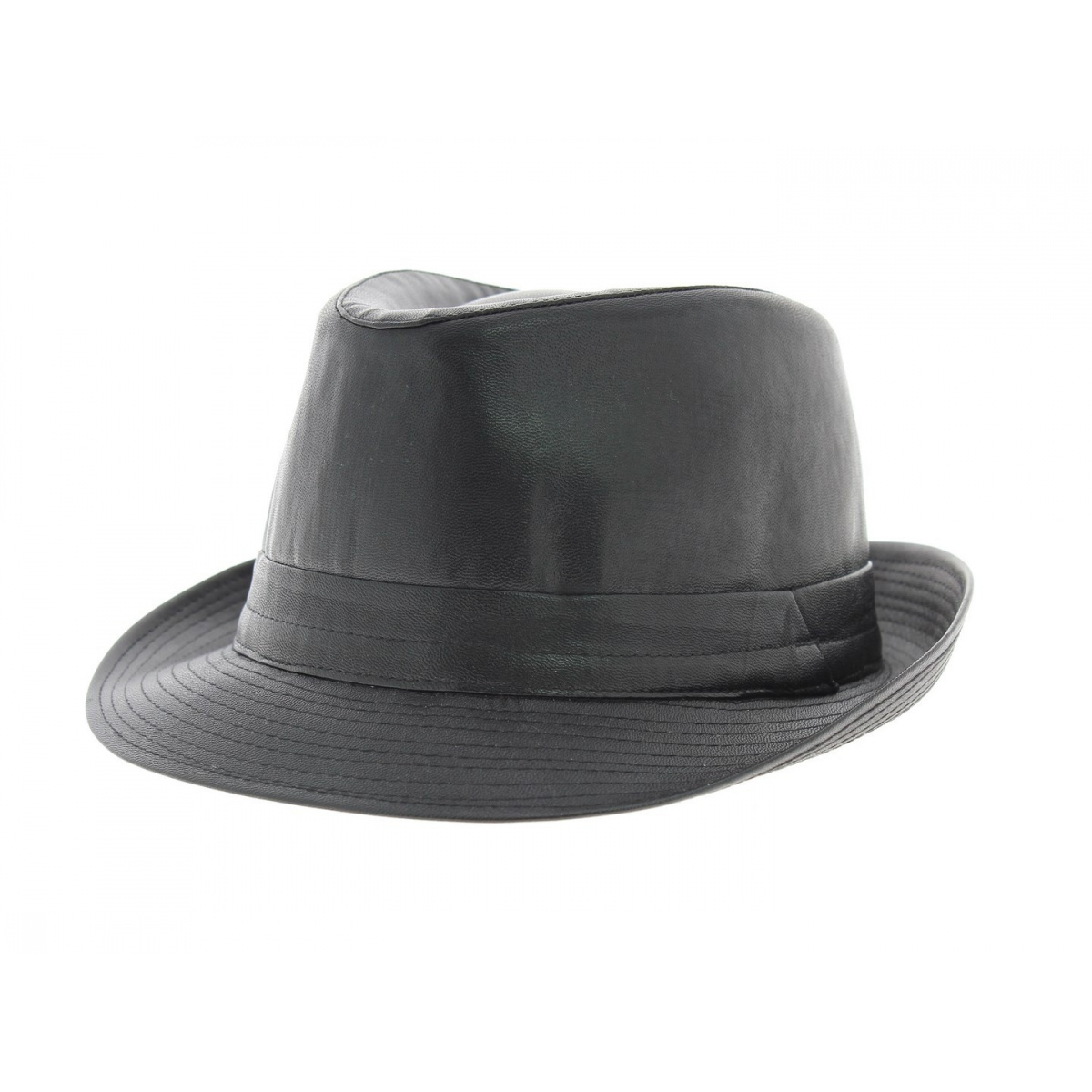 Black leather trilby hat deals