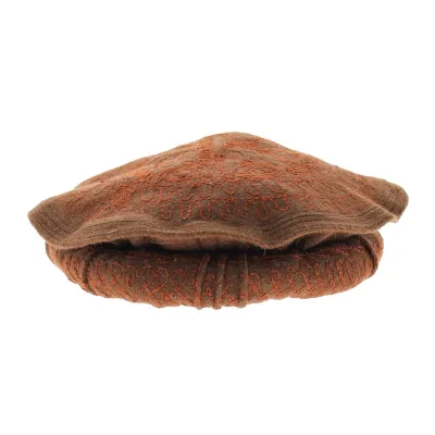 Women's Embroidered Brown Wool Pakol - Traclet Reference: 4285 | Traclet Hat Shop
