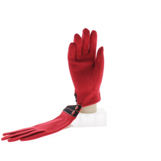 Gants Femme Laine & Nylon Rouge - Vincent Pradier