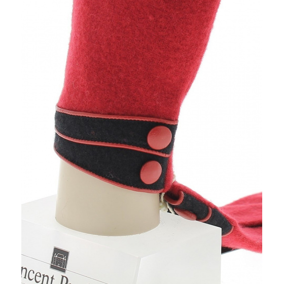 Gants Femme Laine & Nylon Rouge - Vincent Pradier