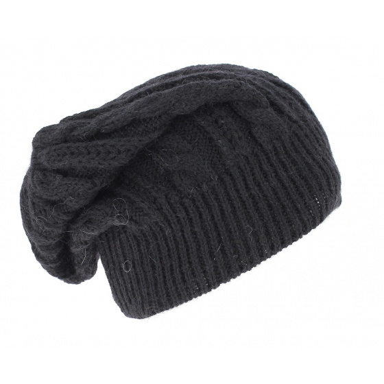 Long Florence Black Beanie - Traclet