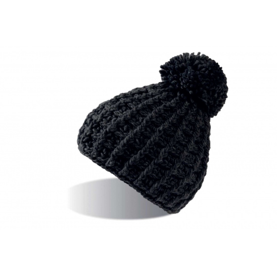 Black Twisted Cross Over Beanie - Atlantis