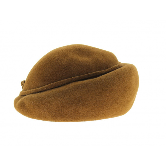 Rosalie Brown Fur Felt Tambourine Hat - Traclet