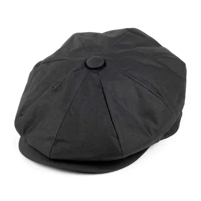 Black waxed canvas cap JAXON Reference: 628 | Traclet Hat Shop