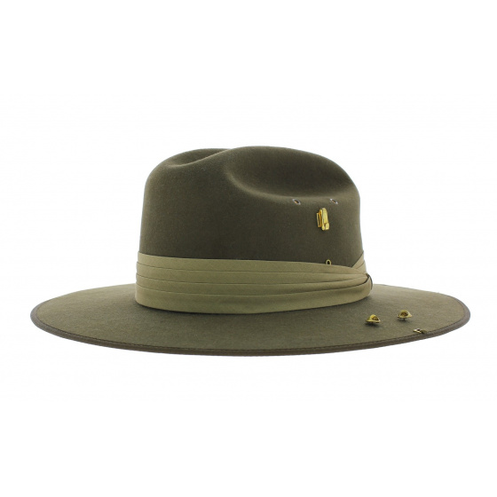 Khaki Fur Felt Military Hat - Akubra