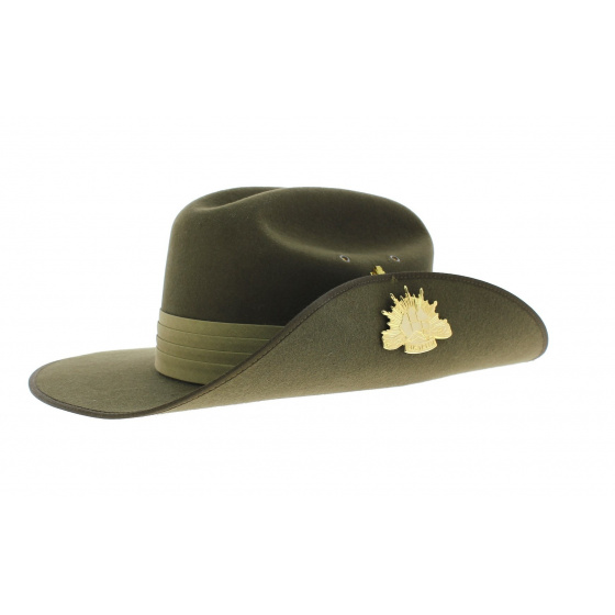 Khaki Fur Felt Military Hat - Akubra