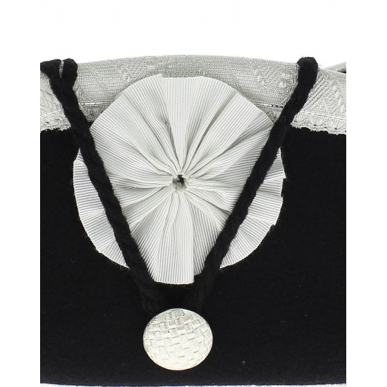 Tricorne Révoluton Bordé Argent Feutre Noir