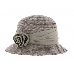 Chapeau cloche paille gris perle