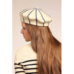 Beret Français - béret rayures grises