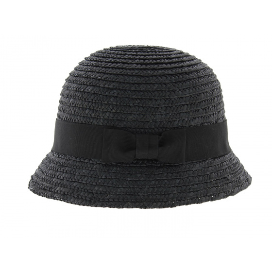 Maithe Black Straw Cloche Hat