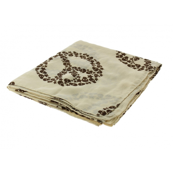 Foulard Peace and Skull beige 