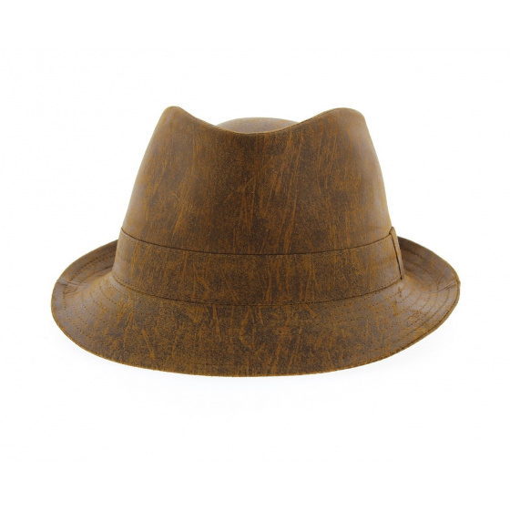 Camel leather trilby hat