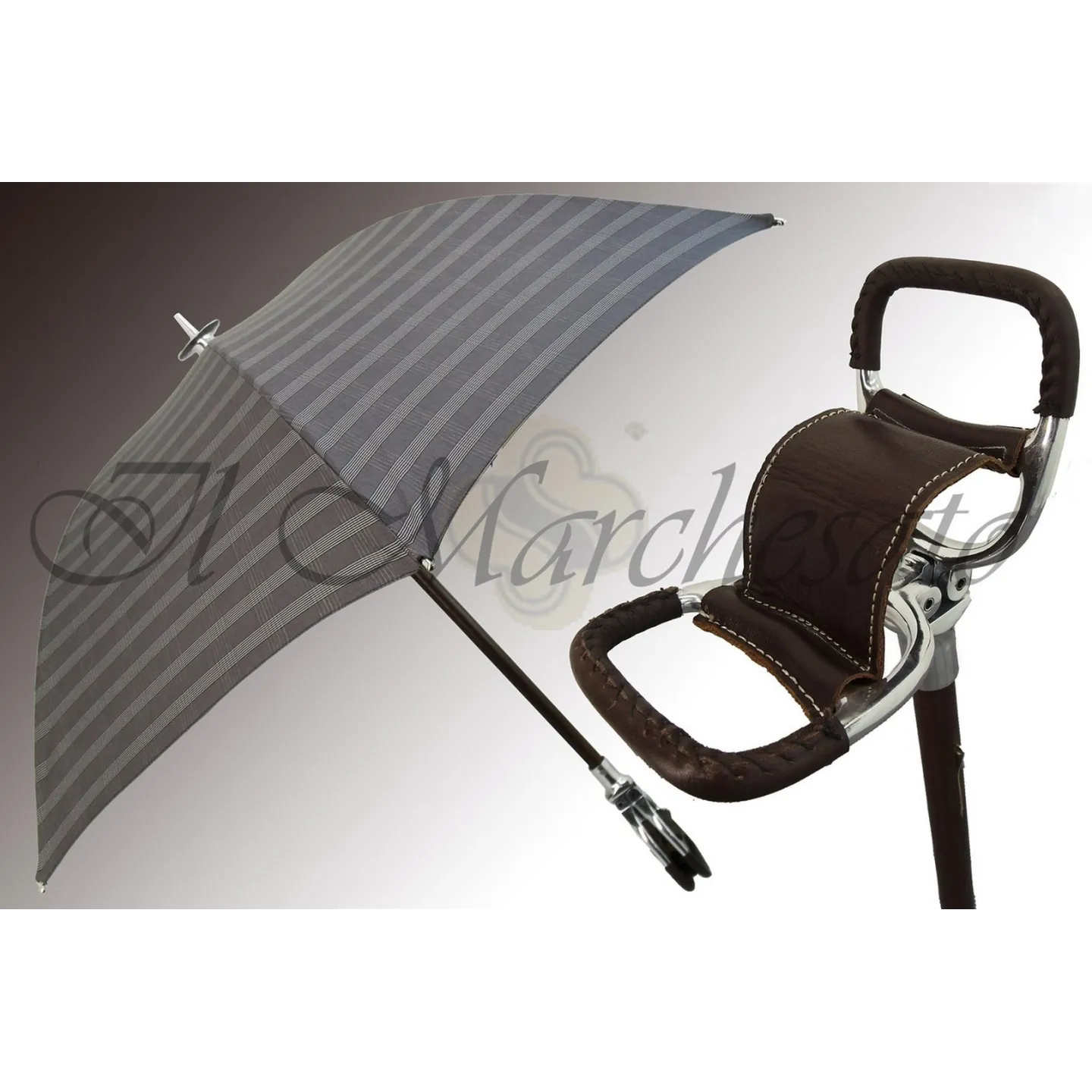 Grey walking stick-seat umbrella - Il Marchesato Reference: 5642 | Traclet Hat Shop