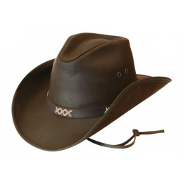 Western Hat With Chin Strap - Leather Pampa Safari
