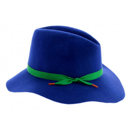 Felt wide-brimmed hat - Blue Gemma