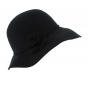 Black Wool Felt Wide Brim Hat - Traclet