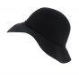 Black Wool Felt Wide Brim Hat - Traclet