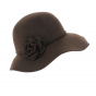 Brown Wool Felt Wide-Brimmed Hat - Traclet