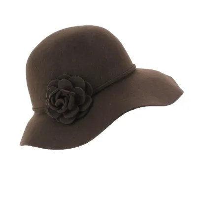 Brown Wool Felt Wide-Brimmed Hat - Traclet Reference: 6147 | Traclet Hat Shop