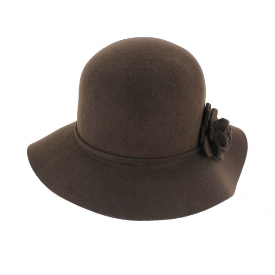 Brown Wool Felt Wide-Brimmed Hat - Traclet