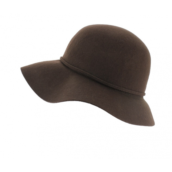 Brown Wool Felt Wide-Brimmed Hat - Traclet