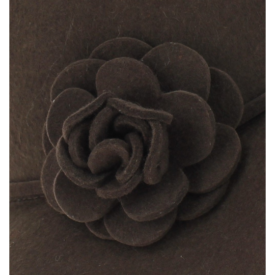Brown Wool Felt Wide-Brimmed Hat - Traclet