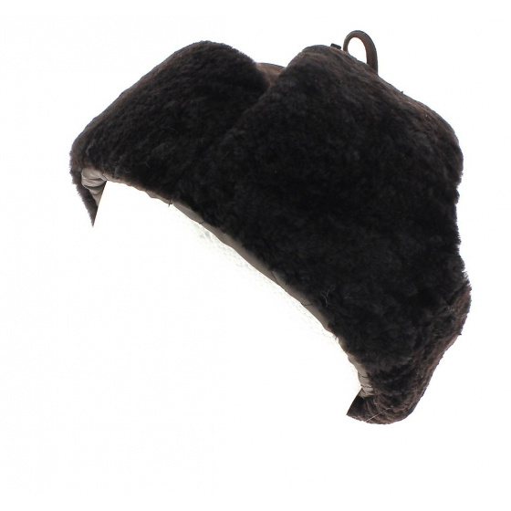 Chapka vraie fourrure Moscou - Gena marron chocolat