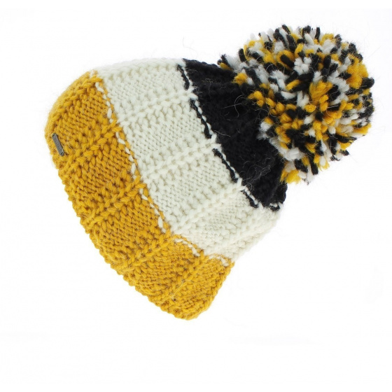 Tricolor Pom-Pom Beanie - Wegener